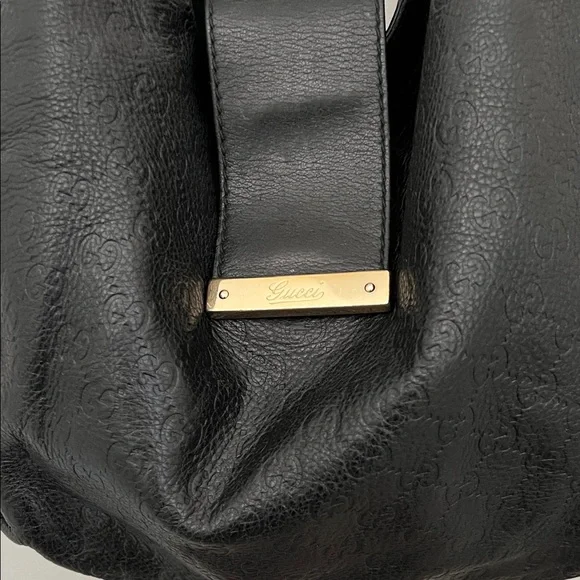 💎AUTHENTIC GUCCI GUCCISSIMA LARGE BLACK LEATHER BAG WITH GOLD HARDWARE💎 - Picture 5 of 14